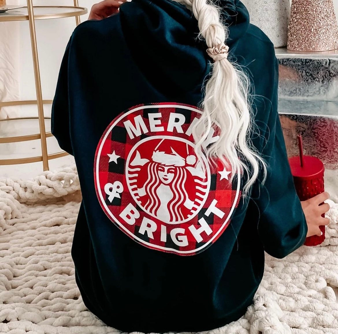 Merry & Bright (back of hoodie