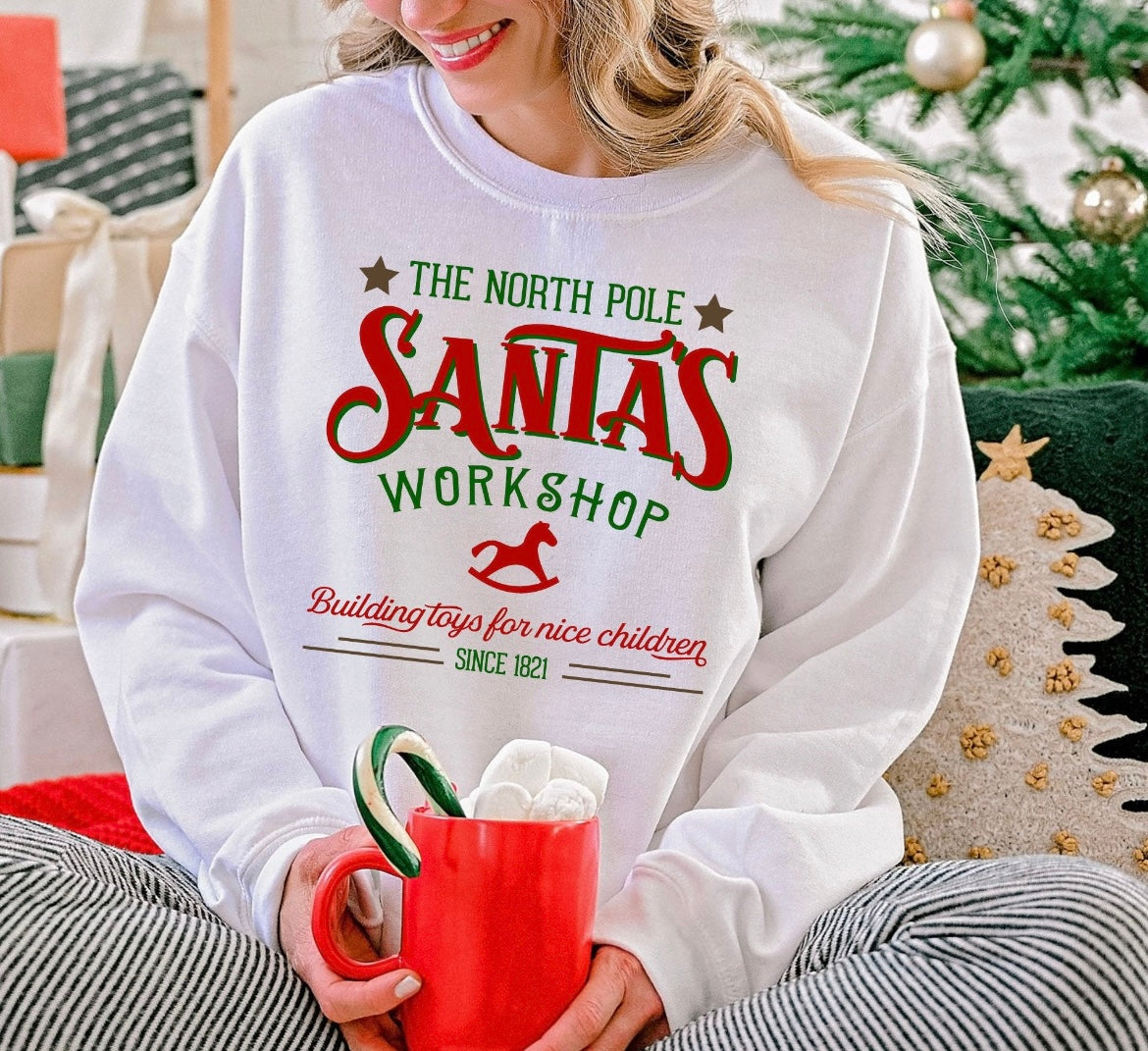 North Pole Santas Work Shop'. Sweatshirt