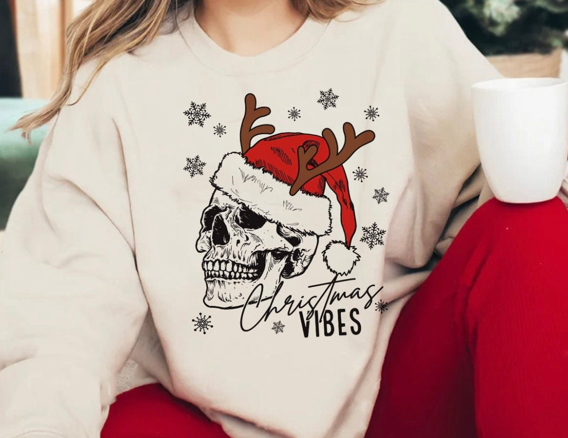 skull christmas vibes sweatshirt